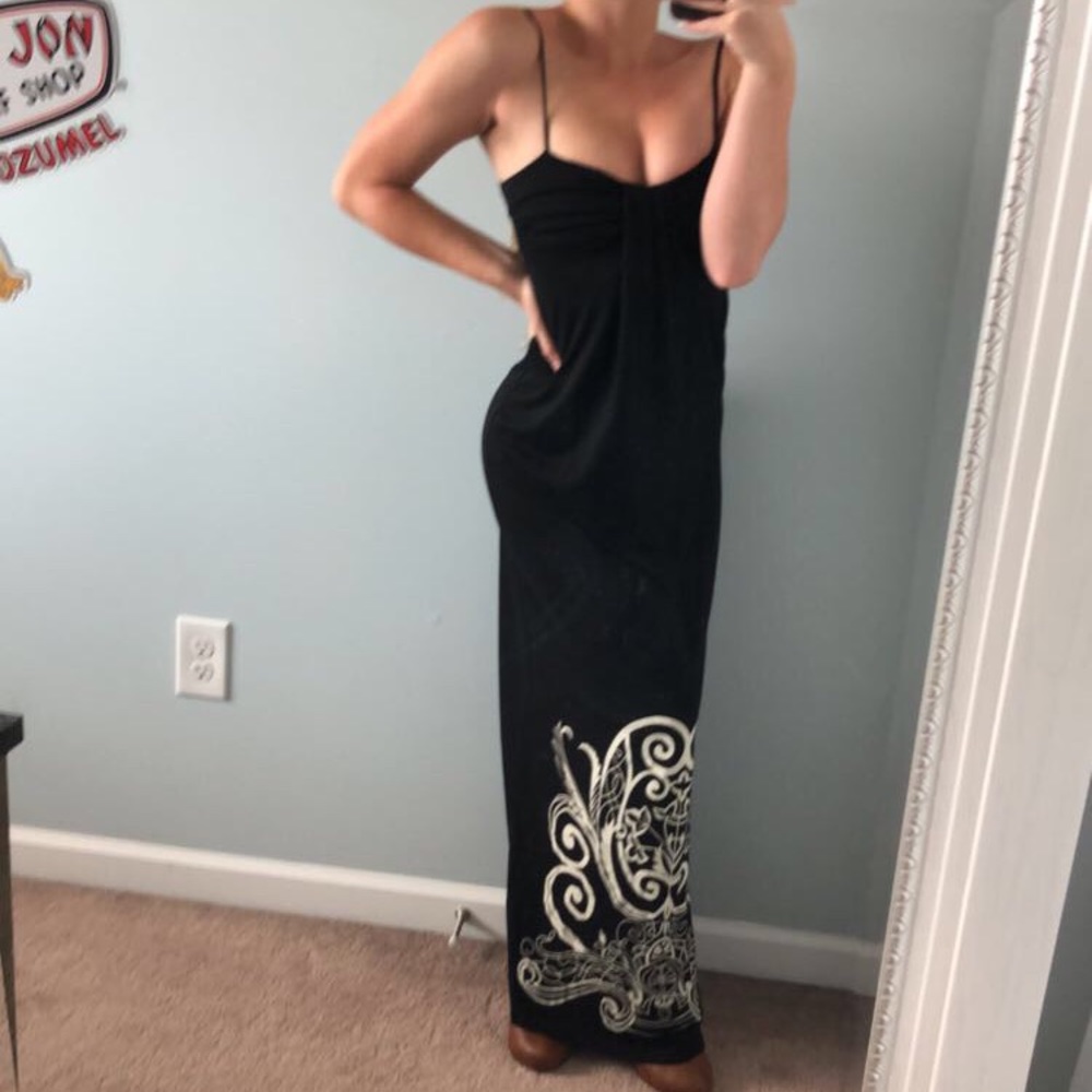 Black sun dress with design